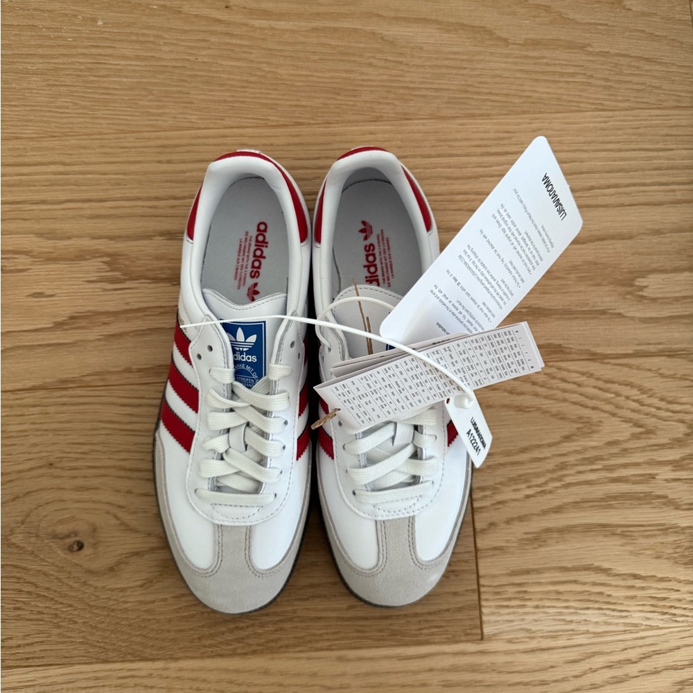 Adidas Classic White and Red Trainers